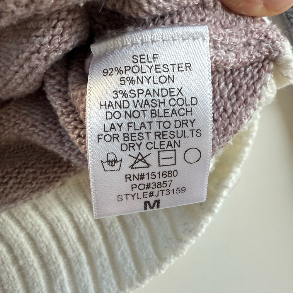 Stories~ 1/4 Zip Sweater~Women’s Med~Bloc Color~Cream/Gray/Mauve~Oversized~Cozy - Picture 9 of 11